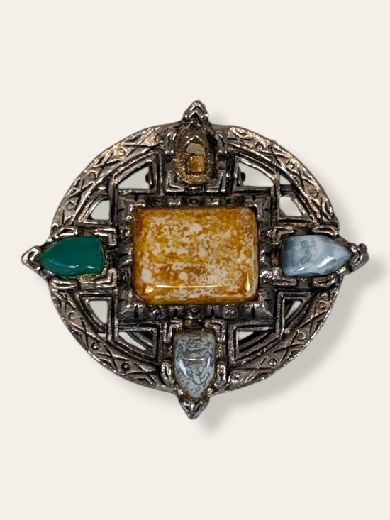 Jewelry - Vintage Celtic Glass Stone Dress Clip